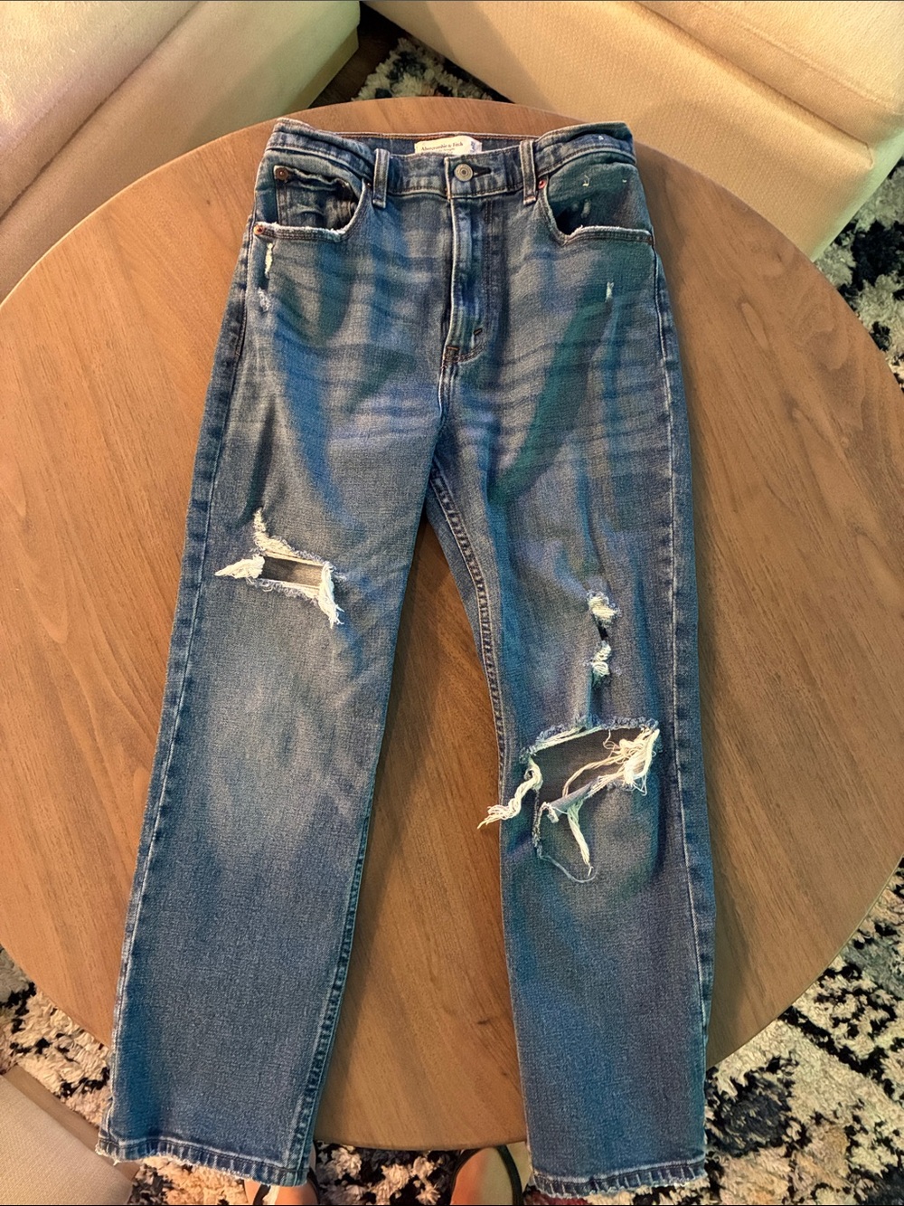 Abercrombie & Fitch Blue Women's Straight Ripped Jeans
